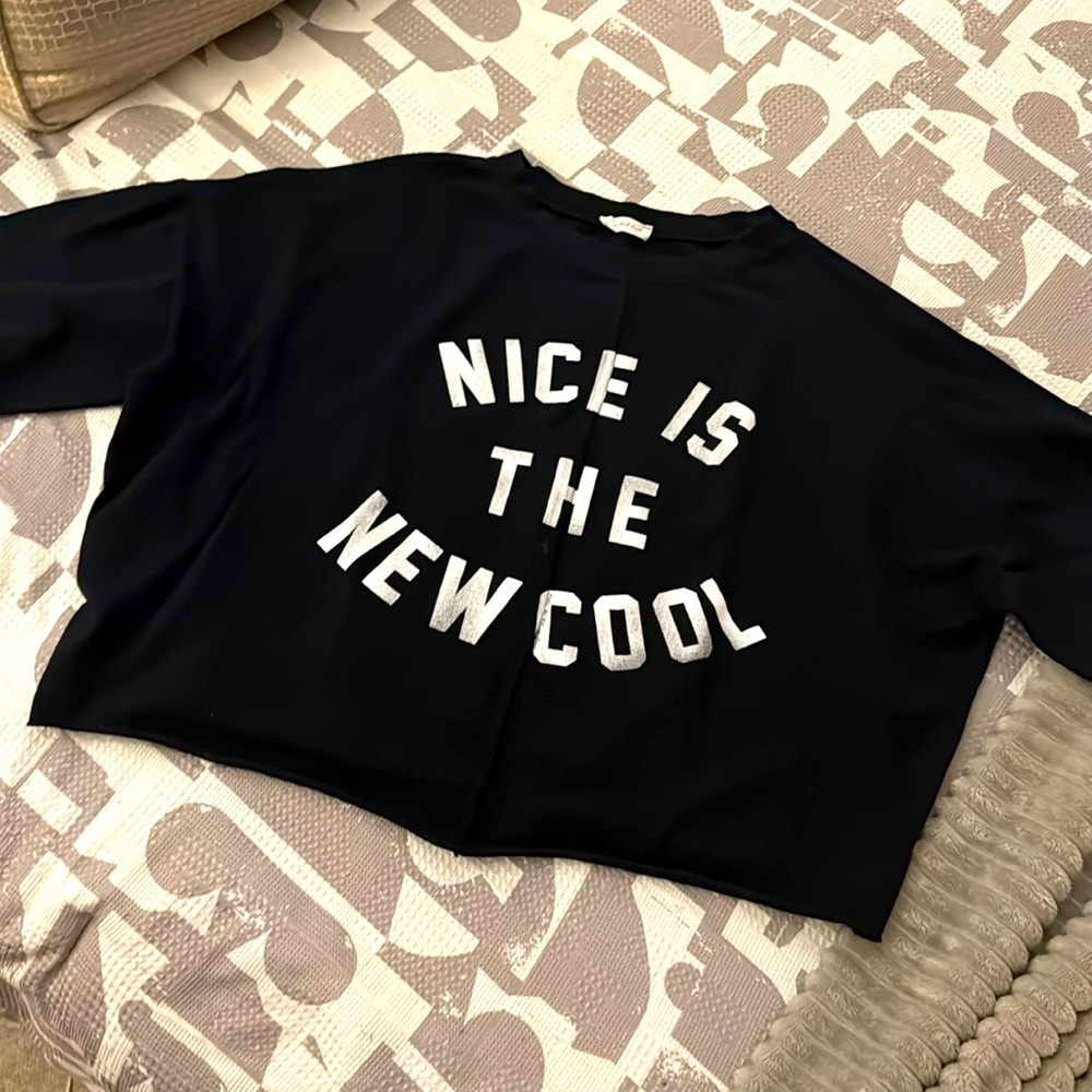 BUCKETLIST Black Crop Sweatshirt with White Text